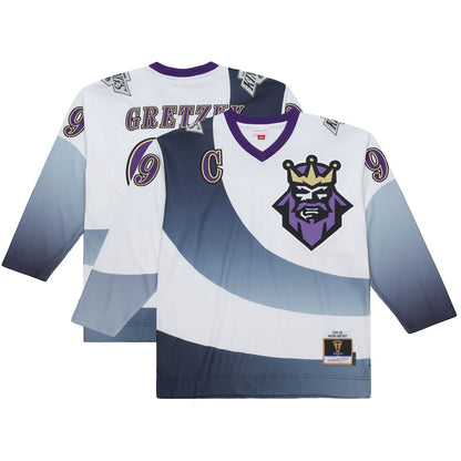 Men's Los Angeles Kings Wayne Gretzky Mitchell & Ness White Big & Tall 1995-96 Blue Line 2.0 Jersey