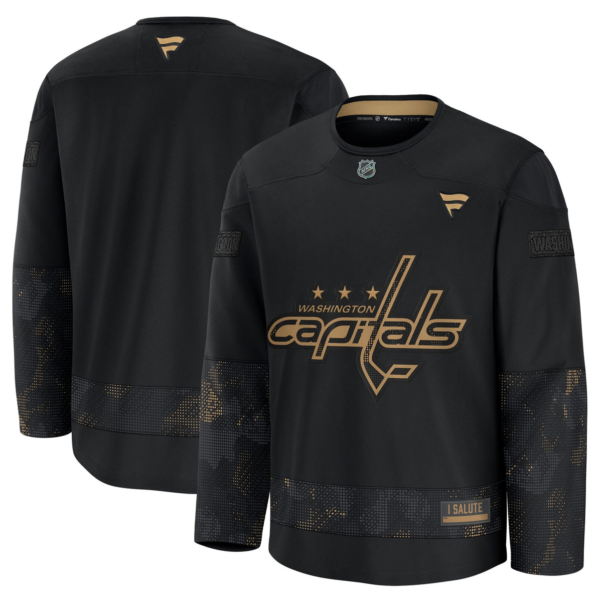 Men's Washington Capitals Fanatics Black 2024 Military Appreciation Practice Jersey