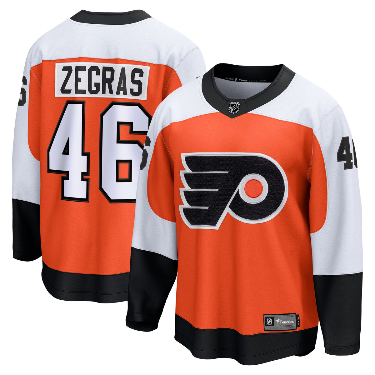 Men's Philadelphia Flyers Trevor Zegras Fanatics Orange Home Breakaway Jersey