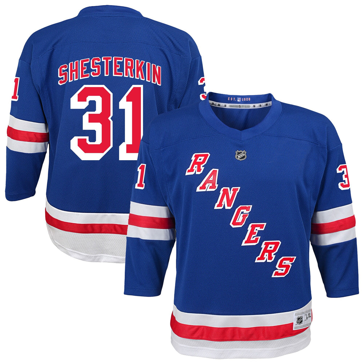 Youth New York Rangers Igor Shesterkin Blue Home Replica Player Jersey