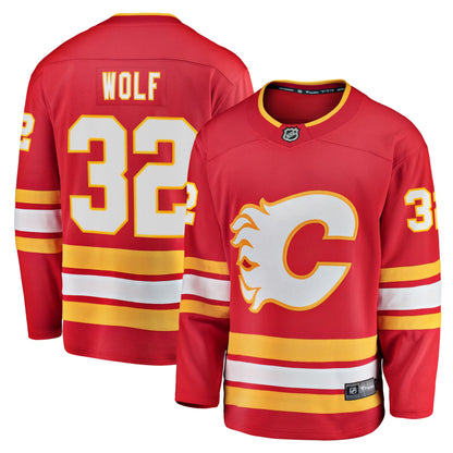 Men's Calgary Flames Dustin Wolf Fanatics Red Home Breakaway Jersey