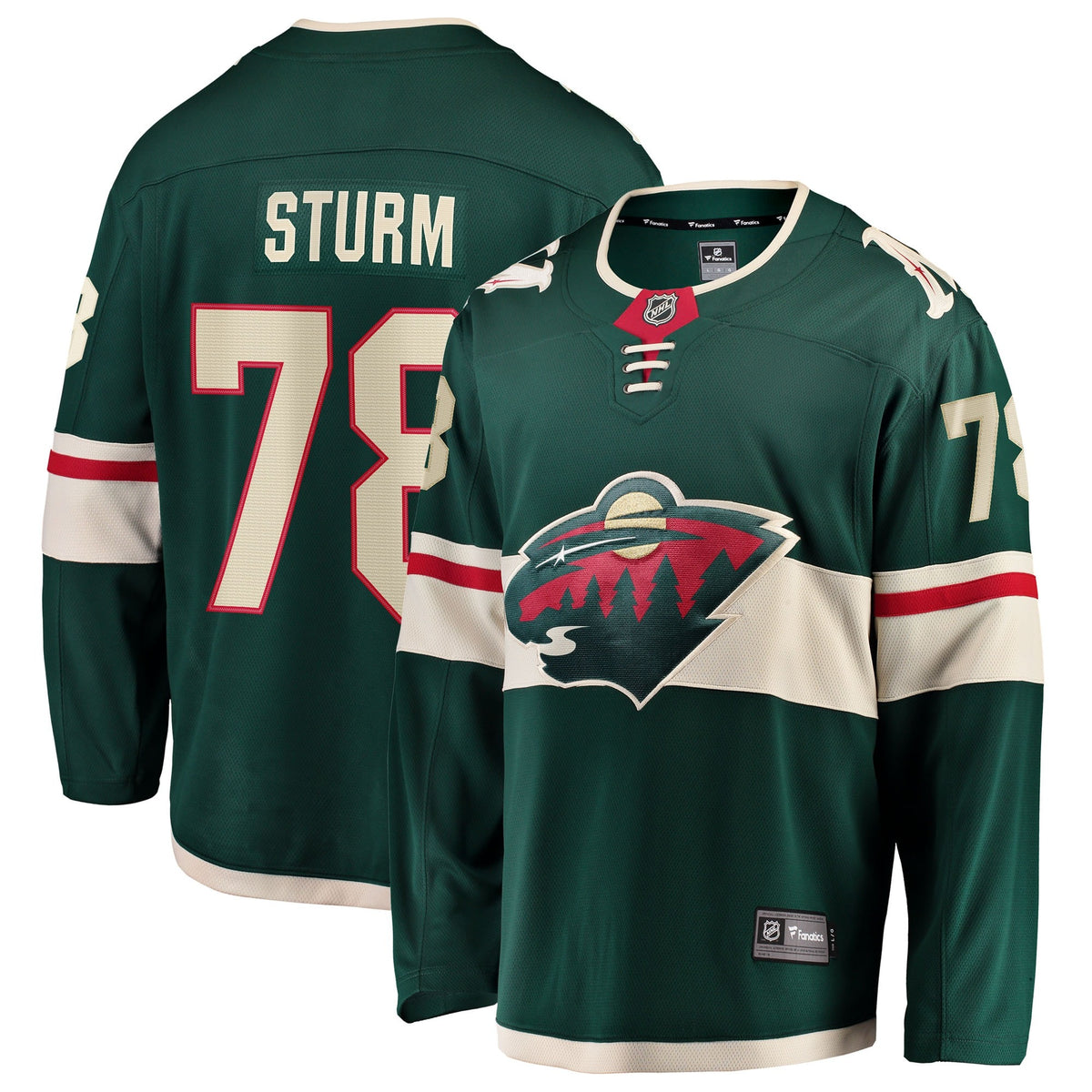 Men's Minnesota Wild Nico Sturm Fanatics Green Home Breakaway Jersey