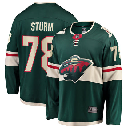 Men's Minnesota Wild Nico Sturm Fanatics Green Home Breakaway Jersey