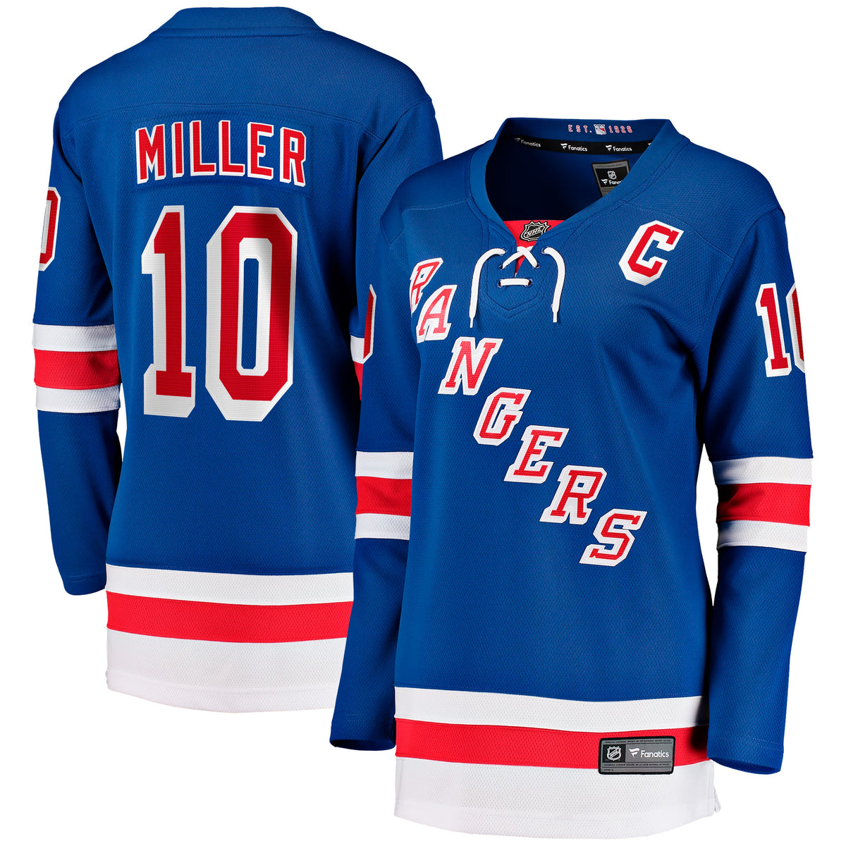 Women's New York Rangers JT Miller Fanatics Blue Home Captain's Patch Breakaway Jersey