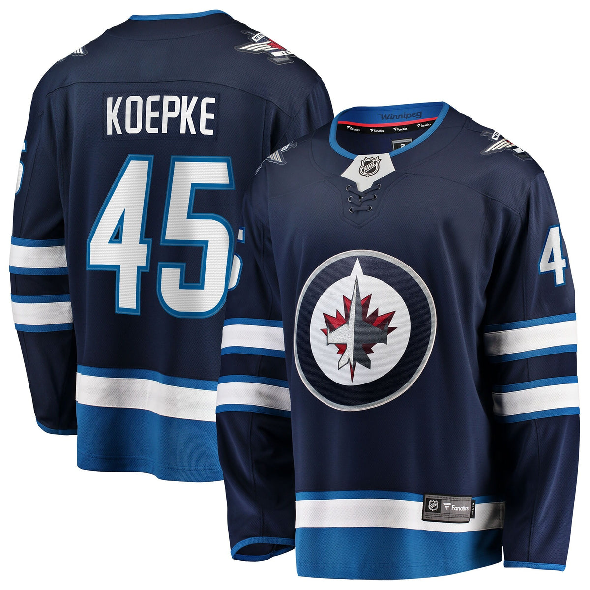 Men's Winnipeg Jets Cole Koepke Fanatics Navy Home Breakaway Jersey