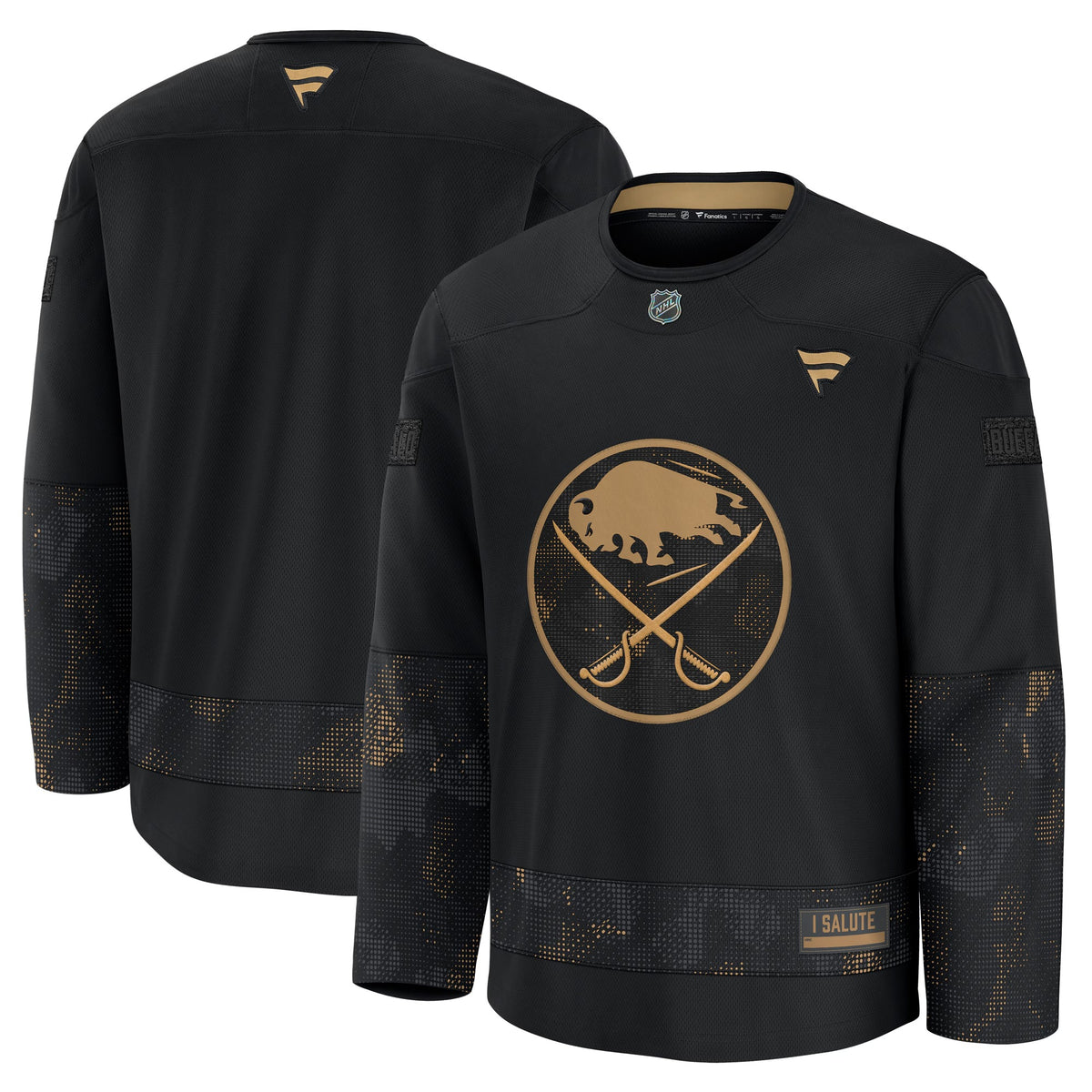 Men's Buffalo Sabres Fanatics Black 2024 Military Appreciation Practice Jersey