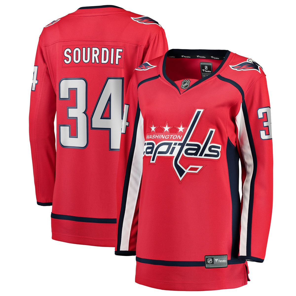 Women's Washington Capitals Justin Sourdif Fanatics Red Home Breakaway Jersey