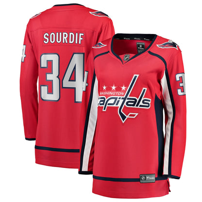 Women's Washington Capitals Justin Sourdif Fanatics Red Home Breakaway Jersey