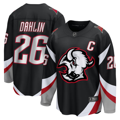Men's Buffalo Sabres Rasmus Dahlin Fanatics Black Alternate Captain Patch Breakaway Jersey
