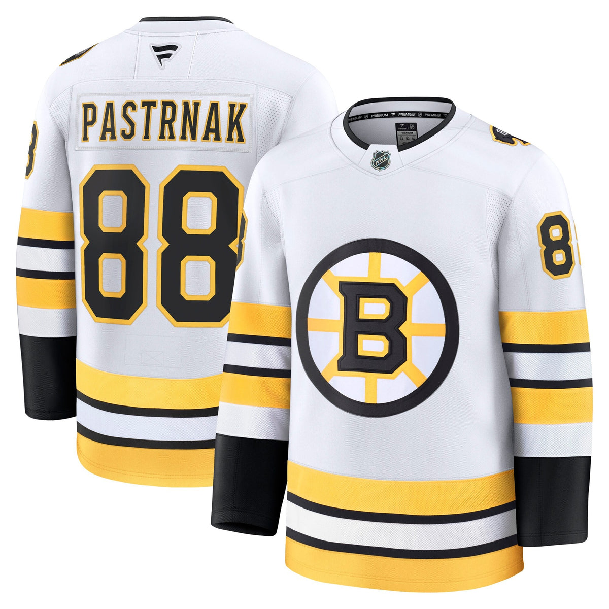 Men's Boston Bruins David Pastrnak Fanatics White Away Premium Player Jersey