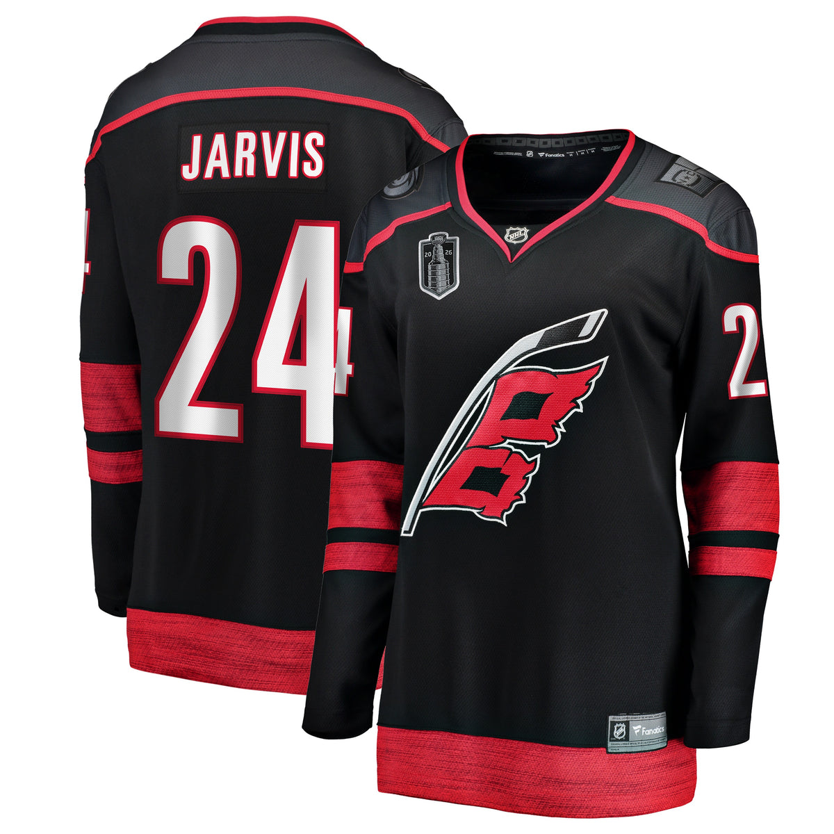 Women's Carolina Hurricanes Seth Jarvis Fanatics Black 2026 Stanley Cup Final Home Breakaway Jersey