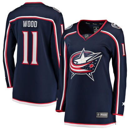 Women's Columbus Blue Jackets Miles Wood Fanatics Navy Home Breakaway Jersey