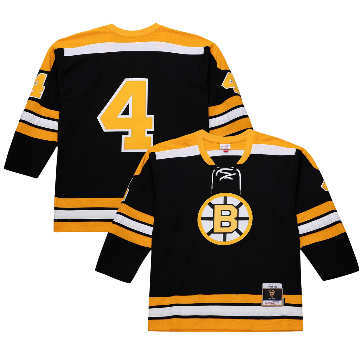 Men's Boston Bruins Bobby Orr Mitchell & Ness Black Big & Tall 1971_72 Blue Line 2.0 Jersey