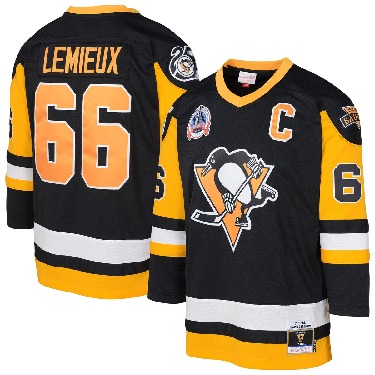 Preschool Pittsburgh Penguins Mario Lemieux Mitchell & Ness Black 1991_92 Blue Line 2.0 Player Jersey