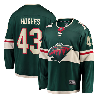 Men's Minnesota Wild Quinn Hughes Fanatics Green Home Breakaway Jersey