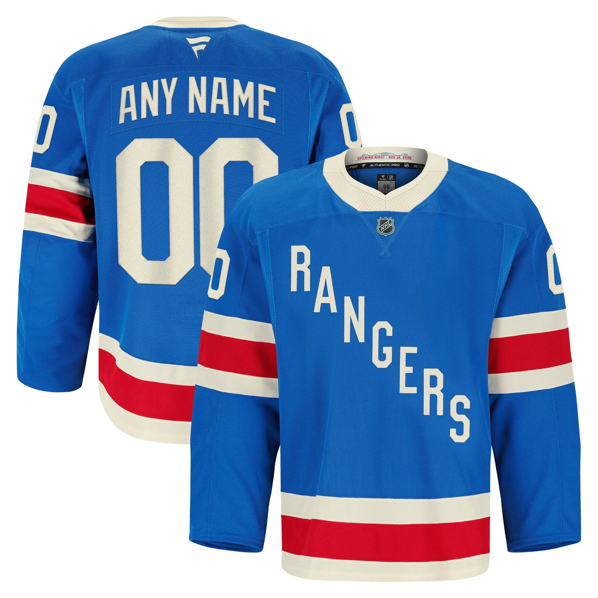 Men's New York Rangers Fanatics Blue Centennial Authentic Pro Custom Jersey