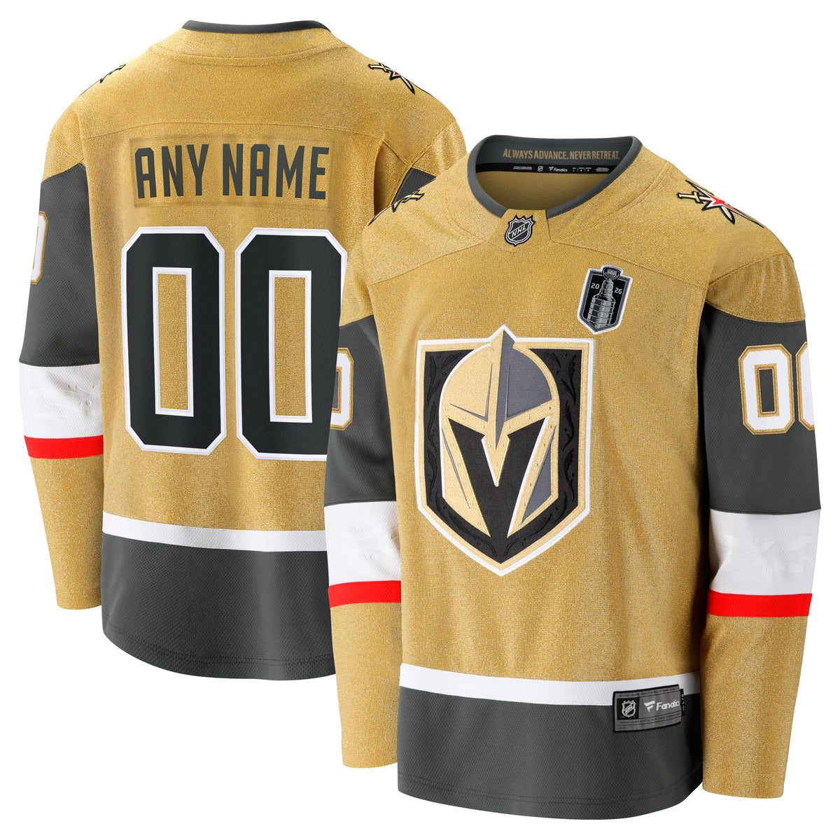 Men's Vegas Golden Knights Fanatics Gold 2026 Stanley Cup Final Breakaway Custom Jersey