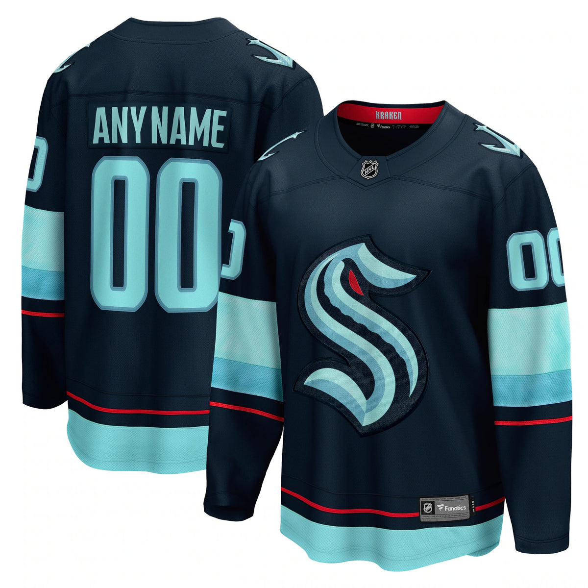 Men's Seattle Kraken Fanatics Deep Sea Blue Home Breakaway Custom Jersey