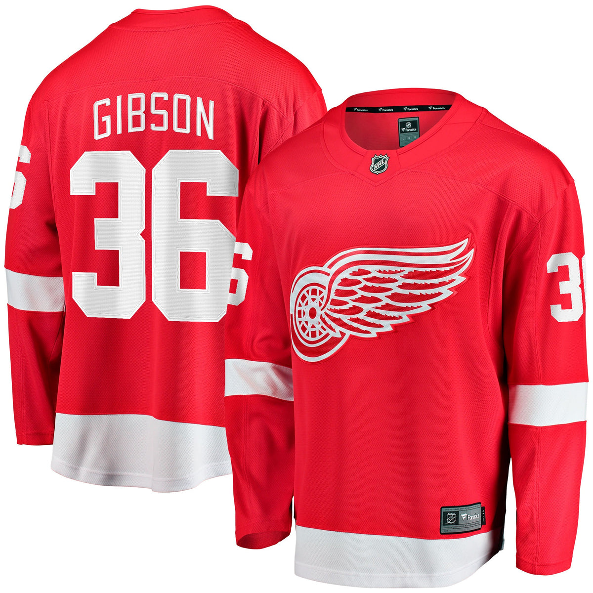 Men's Detroit Red Wings John Gibson Fanatics Red Home Breakaway Jersey