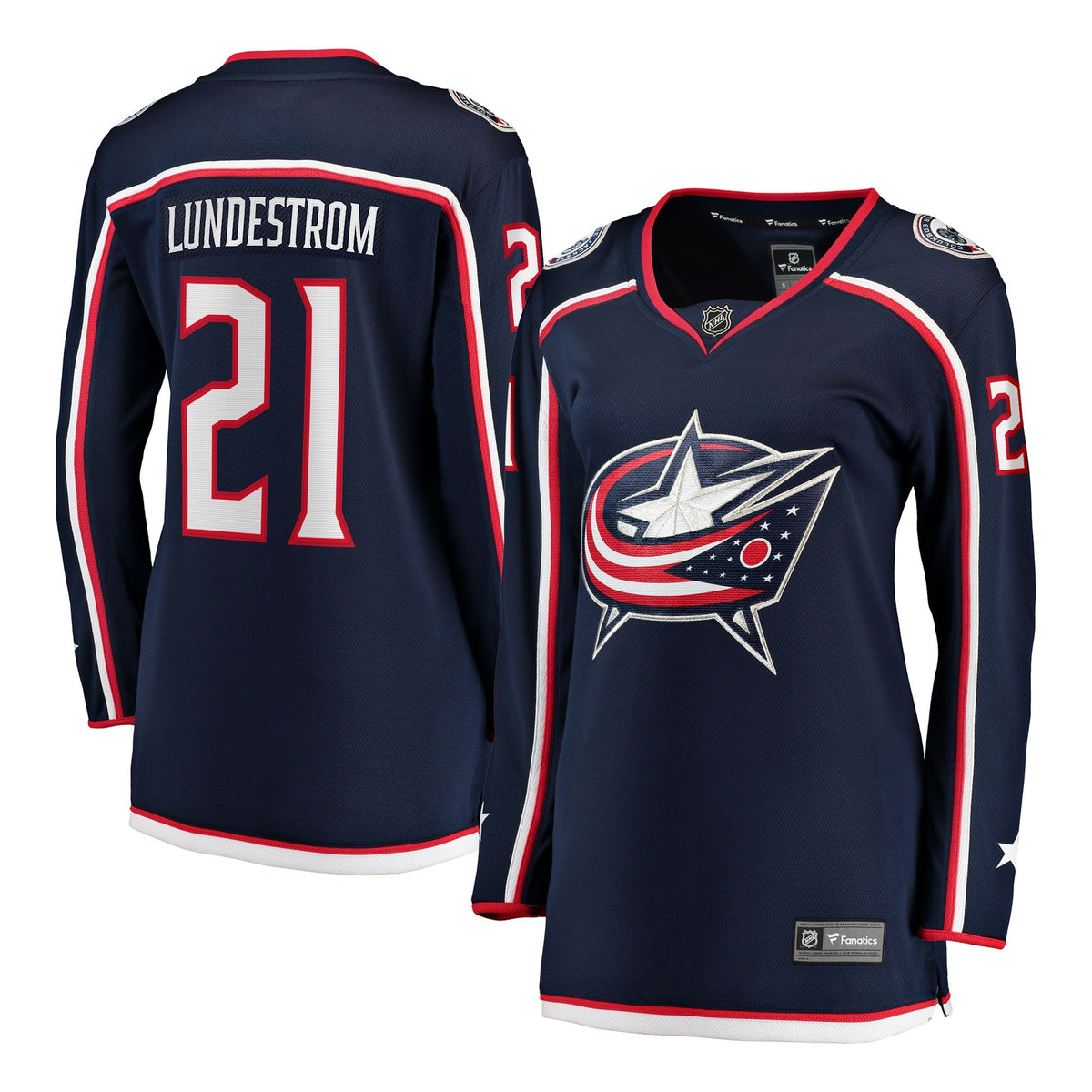 Women's Columbus Blue Jackets Isac Lundestrom Fanatics Navy Home Breakaway Jersey