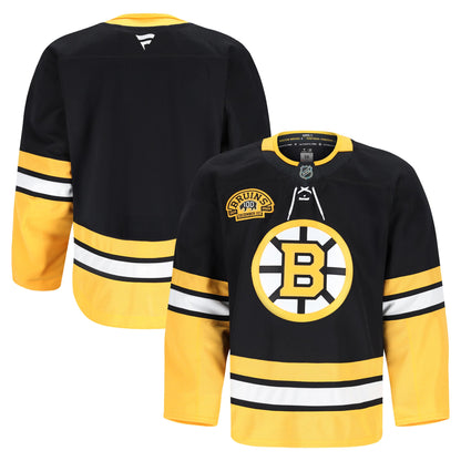 Men's Boston Bruins Fanatics Black 100th Anniversary Authentic Pro Jersey