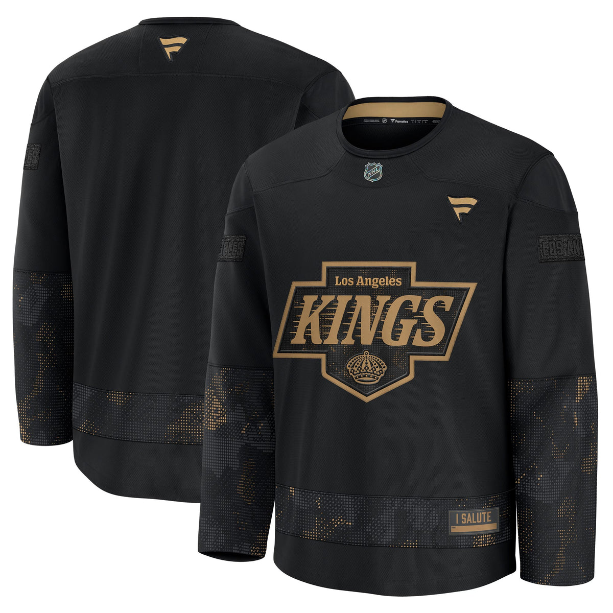 Men's Los Angeles Kings Fanatics Black 2024 Military Appreciation Practice Jersey