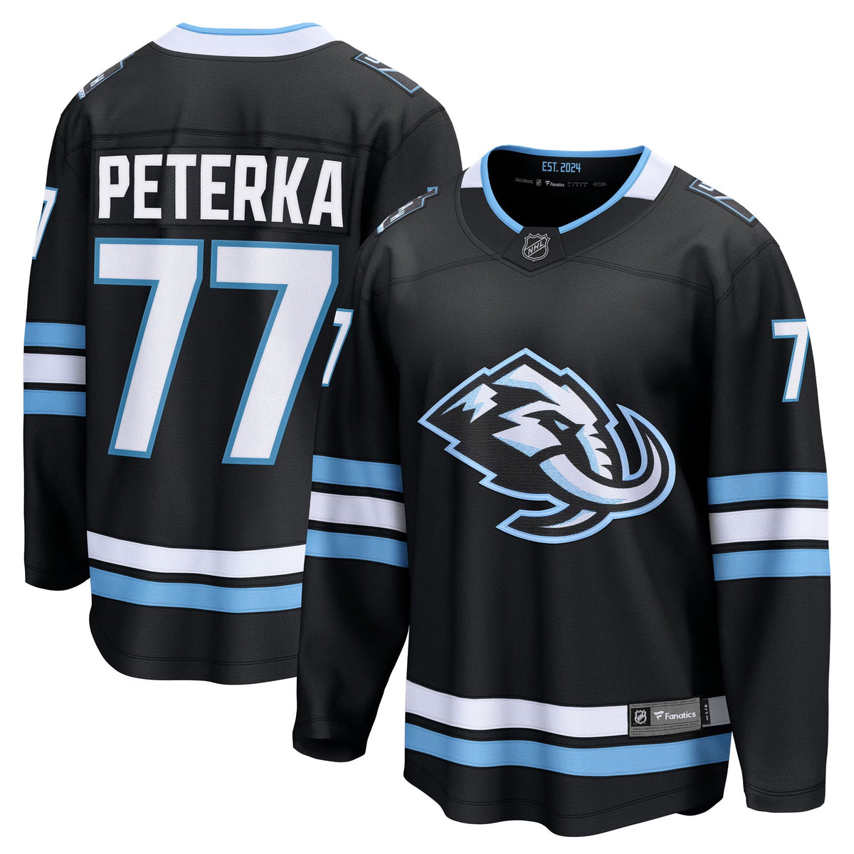 Men's Utah Mammoth JJ Peterka Fanatics Black Home Breakaway Jersey