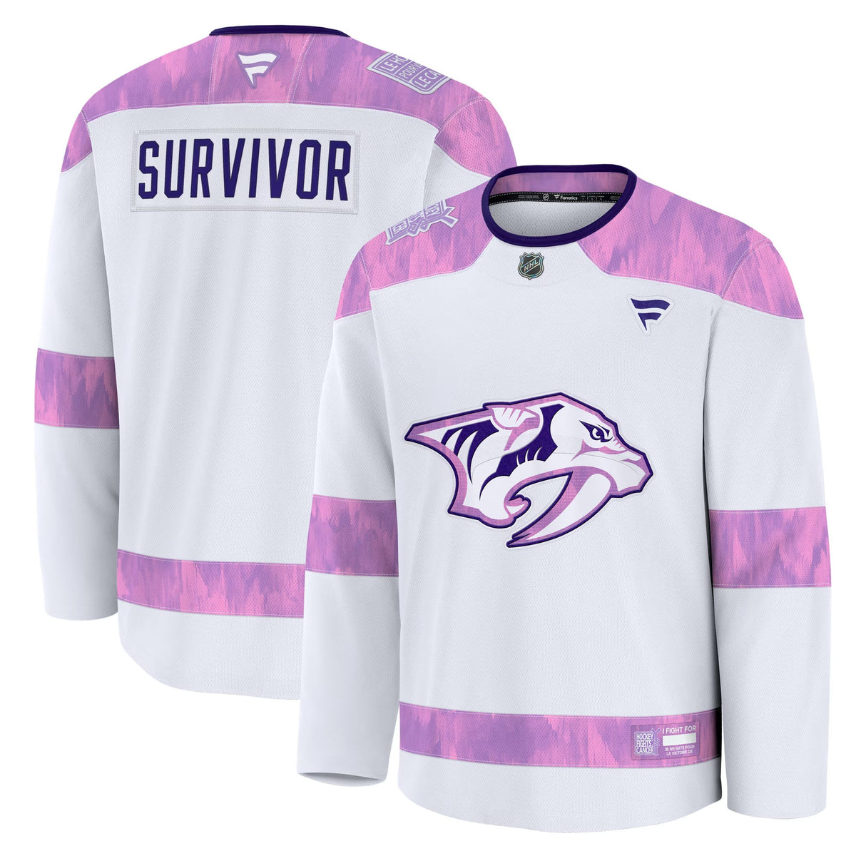 Men's Nashville Predators Fanatics White Hockey Fights Cancer Survivor Practice Jersey