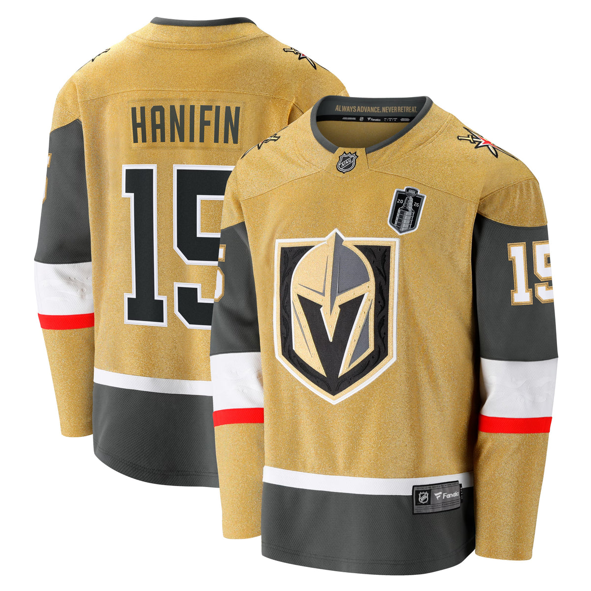 Men's Vegas Golden Knights Noah Hanifin Fanatics Gold 2026 Stanley Cup Final Breakaway Jersey