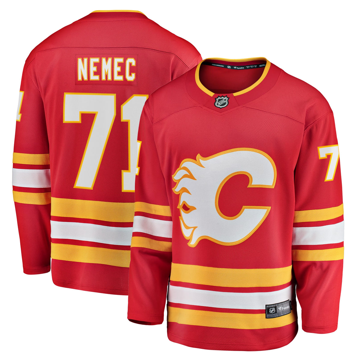 Men's Calgary Flames Simon Nemec Fanatics Red Home Breakaway Jersey