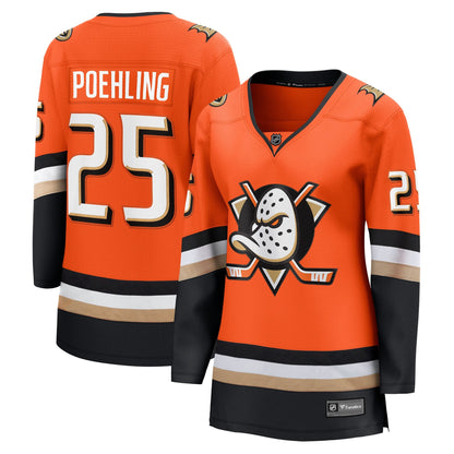 Women's Anaheim Ducks Ryan Poehling Fanatics Orange Home Breakaway Jersey