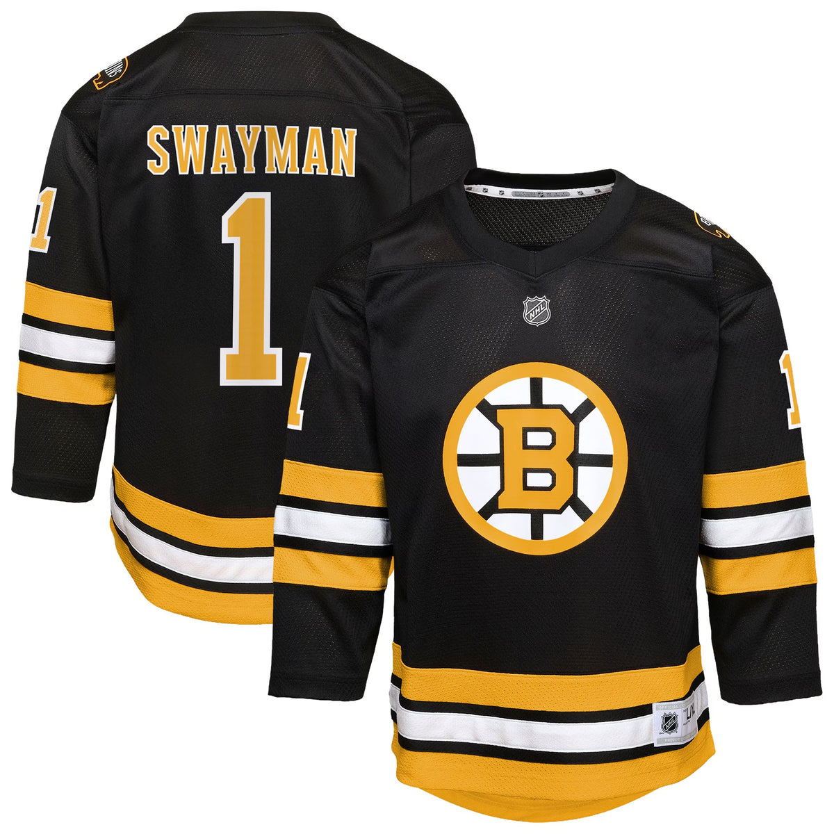 Youth Boston Bruins Jeremy Swayman Outerstuff Black Home Replica Jersey