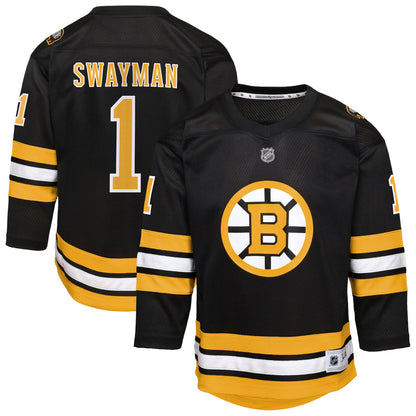 Youth Boston Bruins Jeremy Swayman Outerstuff Black Home Replica Jersey