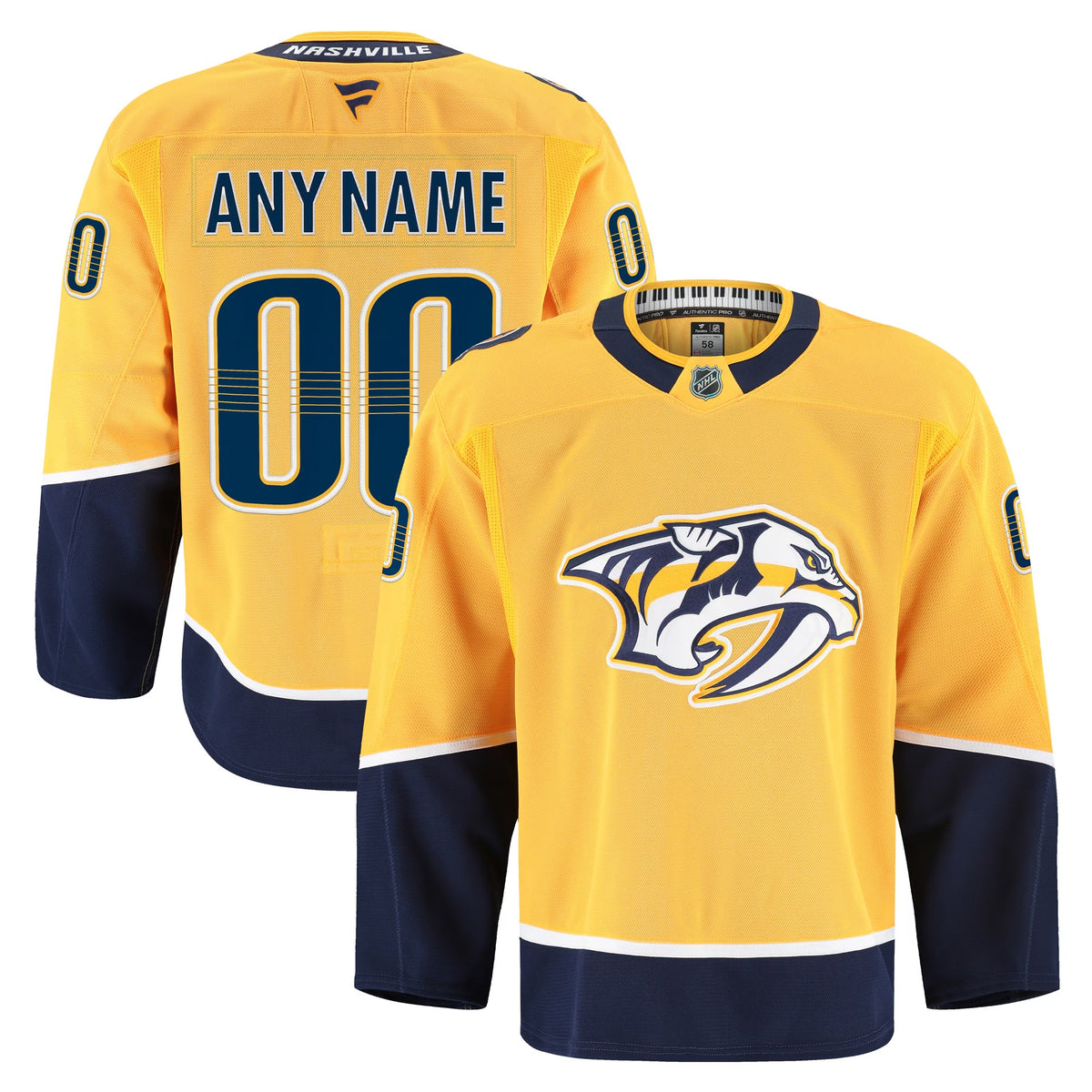 Men's Nashville Predators Fanatics Gold Home Authentic Pro Custom Jersey