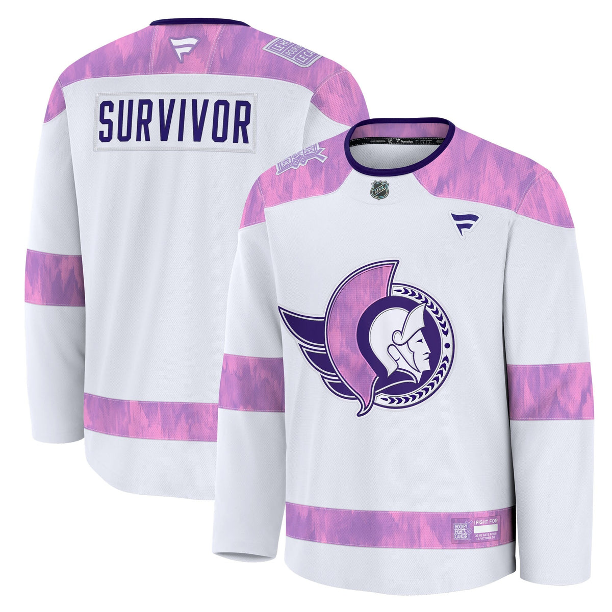 Men's Ottawa Senators Fanatics White Hockey Fights Cancer Survivor Practice Jersey