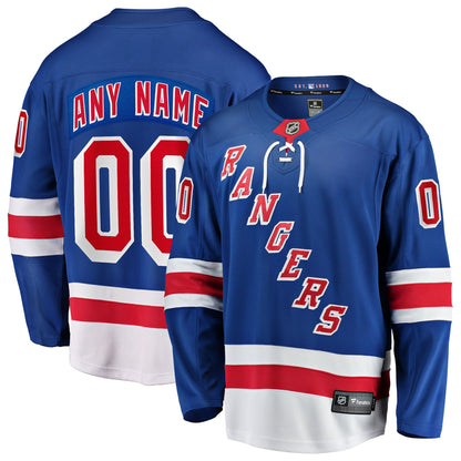 Men's New York Rangers Fanatics Blue Home Breakaway Custom Jersey