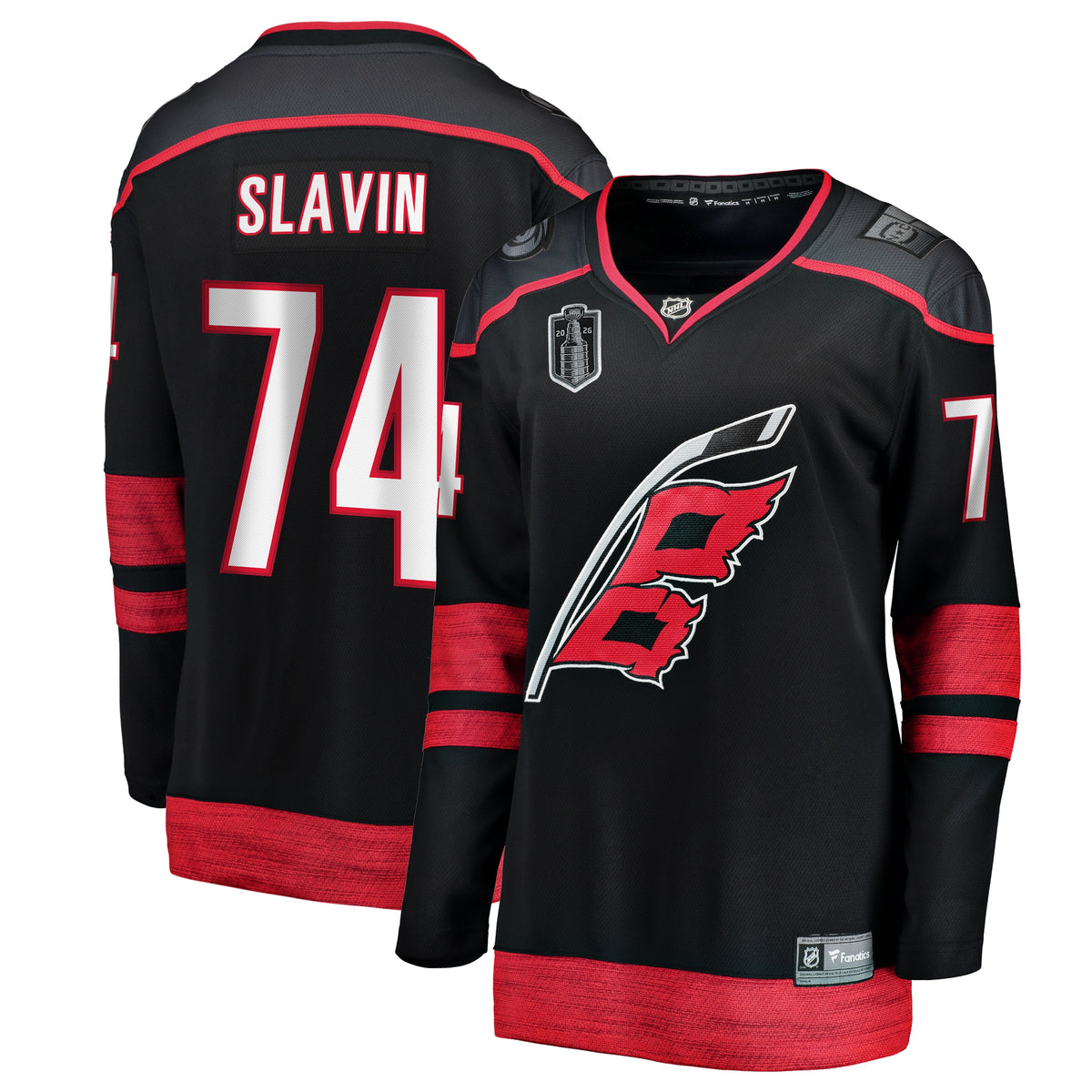 Women's Carolina Hurricanes Jaccob Slavin Fanatics Black 2026 Stanley Cup Final Home Breakaway Jersey