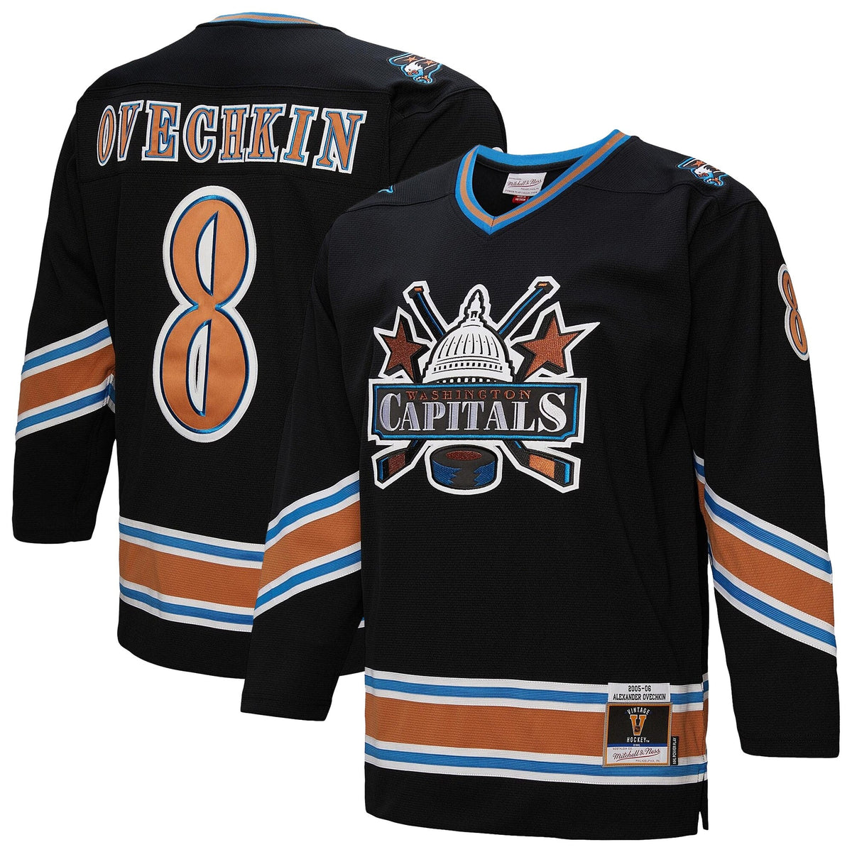 Men's Washington Capitals Alexander Ovechkin Mitchell & Ness Black 2005_06 Power Play Jersey