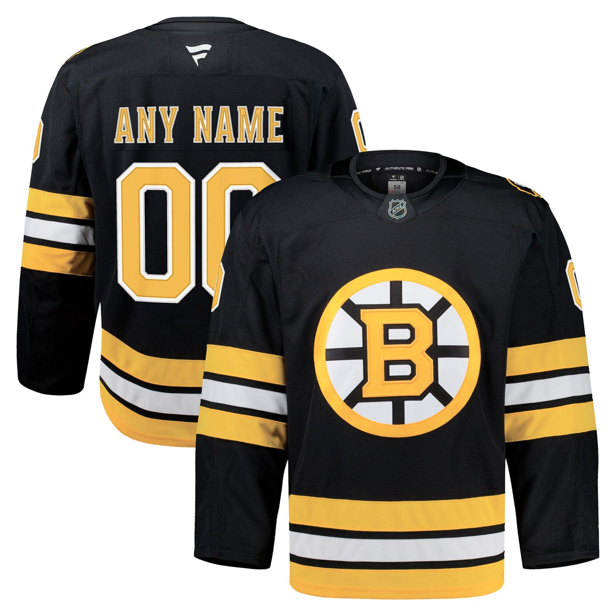 Men's Boston Bruins Fanatics Black Home Authentic Pro Custom Jersey