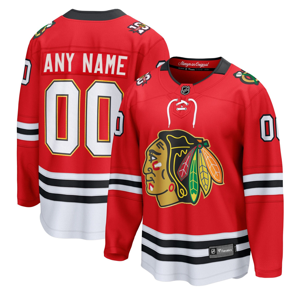 Men's Chicago Blackhawks Fanatics Red Centennial Breakaway Custom Jersey