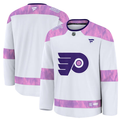 Men's Philadelphia Flyers Fanatics White 2024 Hockey Fights Cancer Practice Jersey