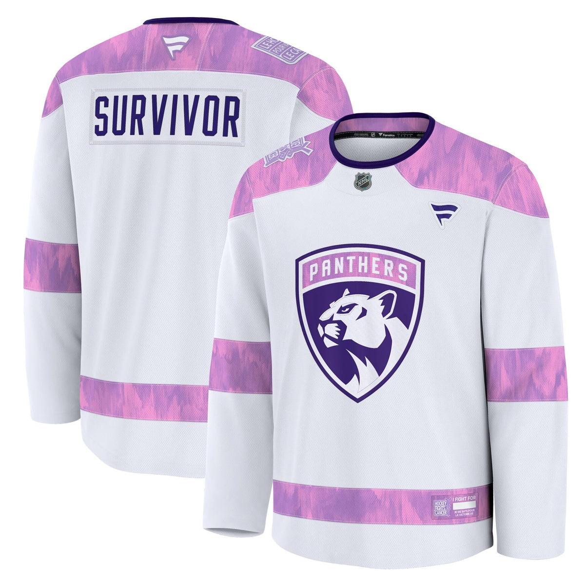 Men's Florida Panthers Fanatics White Hockey Fights Cancer Survivor Practice Jersey