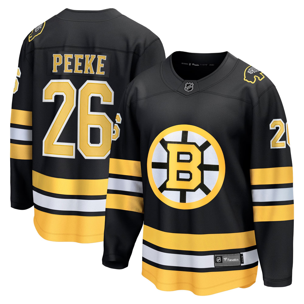 Men's Boston Bruins Andrew Peeke Fanatics Black Home Breakaway Player Jersey