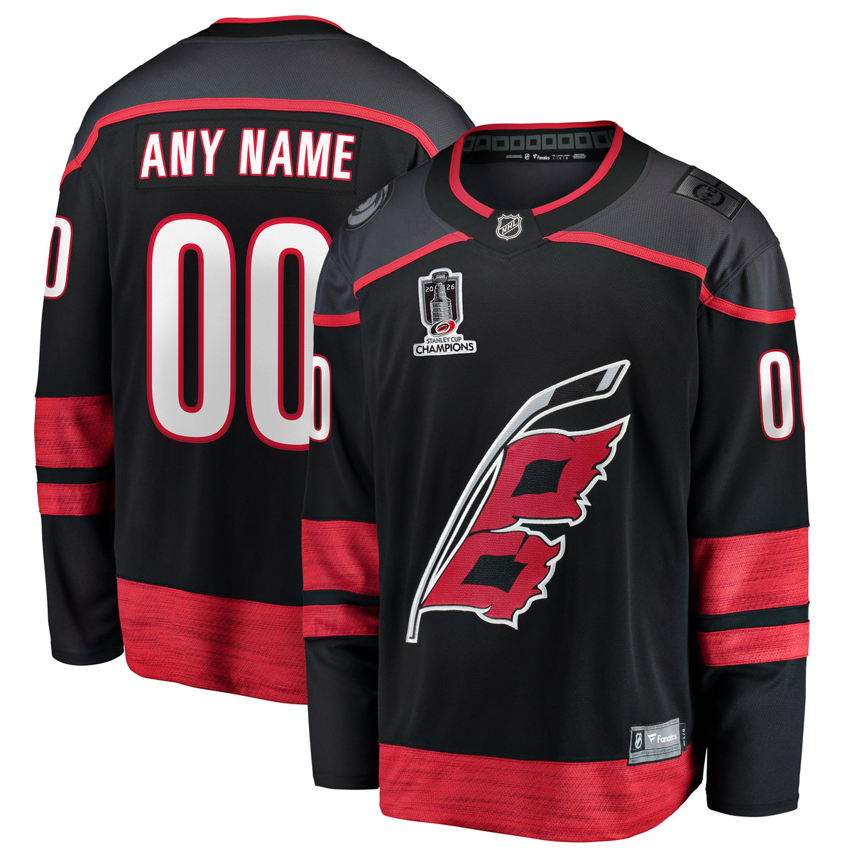 Men's Carolina Hurricanes Fanatics Black 2026 Stanley Cup Champions Home Breakaway Custom Jersey