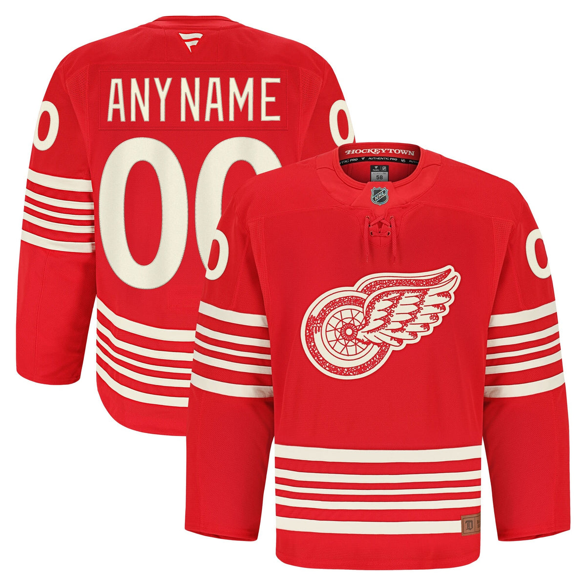 Men's Detroit Red Wings Fanatics Red Anniversary Authentic Pro Custom Jersey