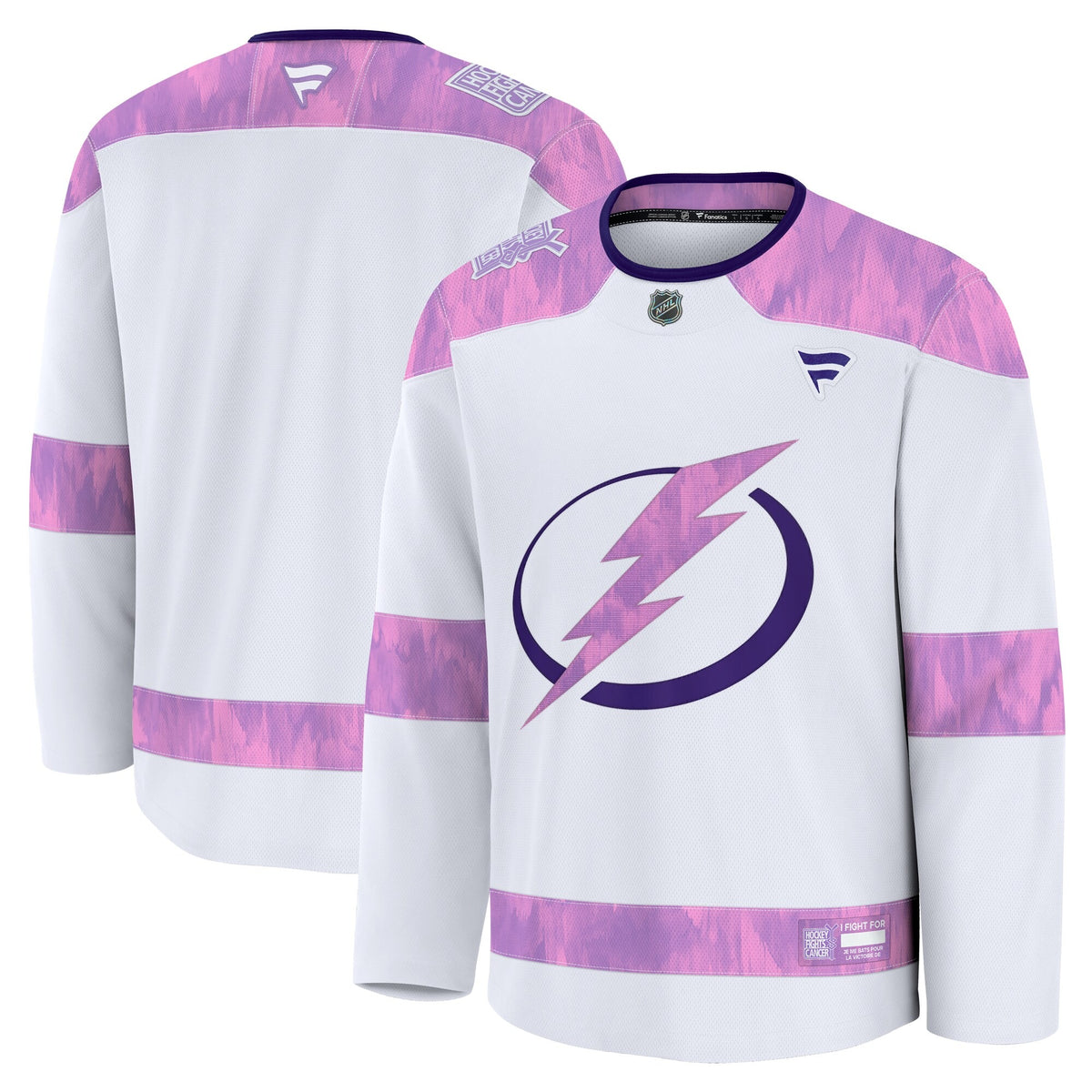 Men's Tampa Bay Lightning Fanatics White 2024 Hockey Fights Cancer Practice Jersey