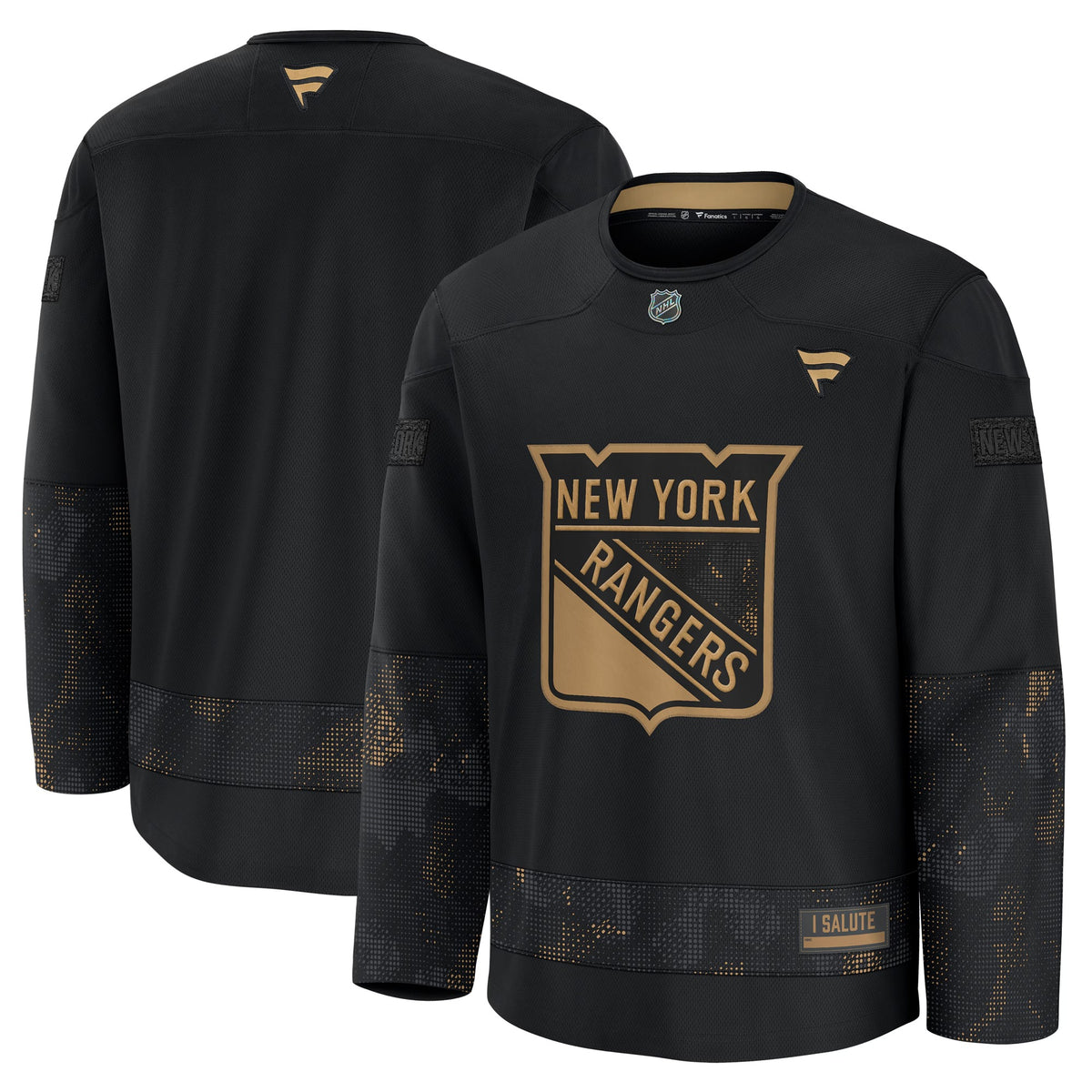 Men's New York Rangers Fanatics Black 2024 Military Appreciation Practice Jersey