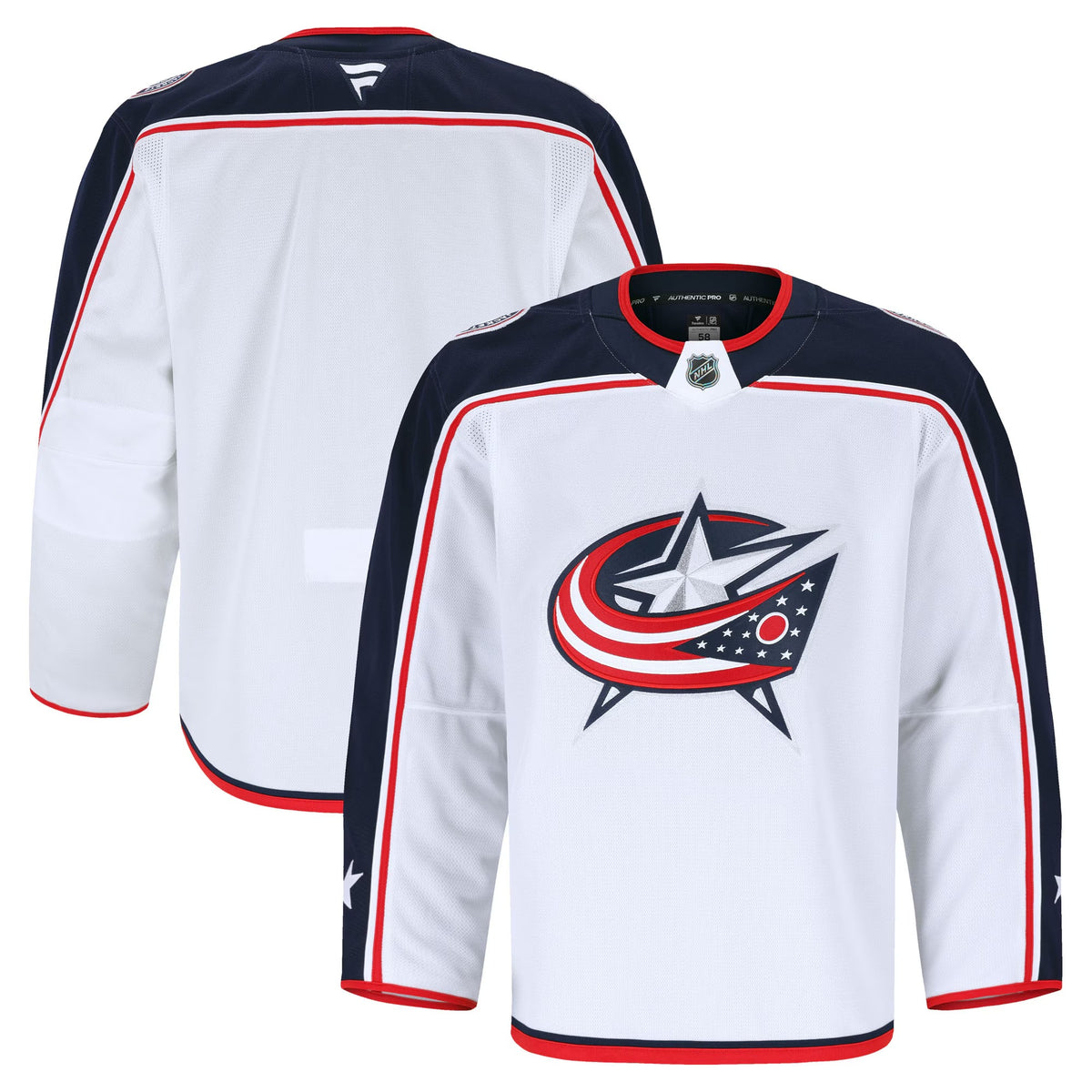 Men's Columbus Blue Jackets Fanatics White Away Authentic Pro Jersey