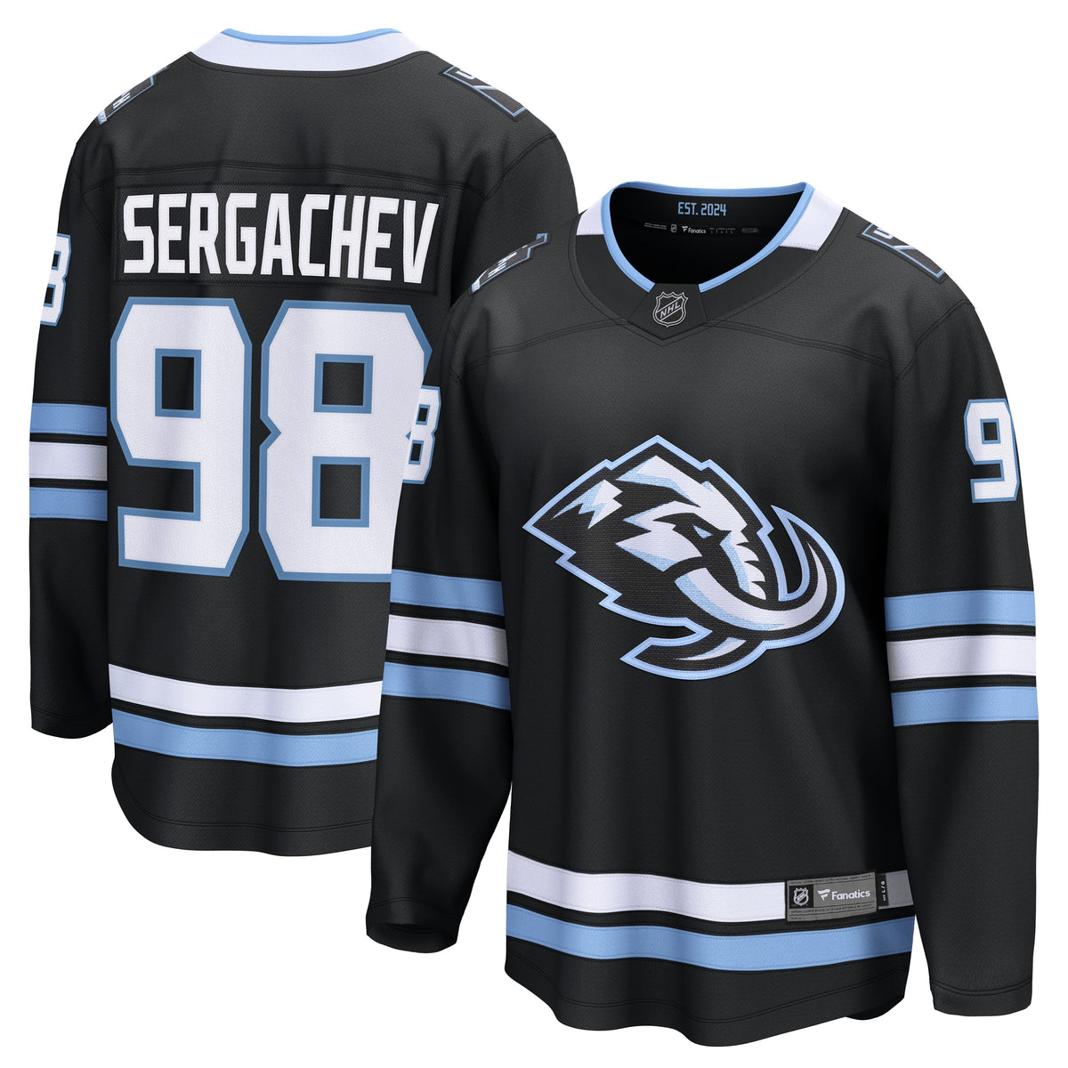 Men's Utah Mammoth Mikhail Sergachev Fanatics Black Home Breakaway Player Jersey (2)