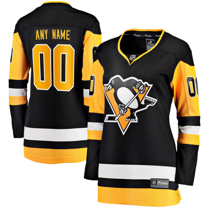 Women's Pittsburgh Penguins Fanatics Black Home Breakaway Custom Jersey
